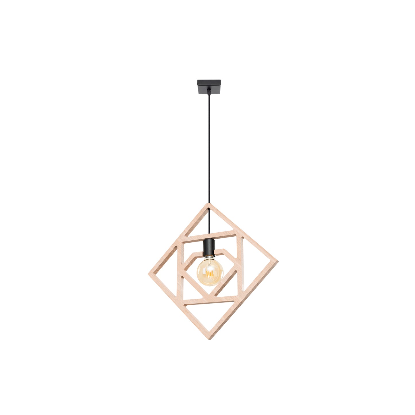 Caro Pendant in Natural Wood and Black