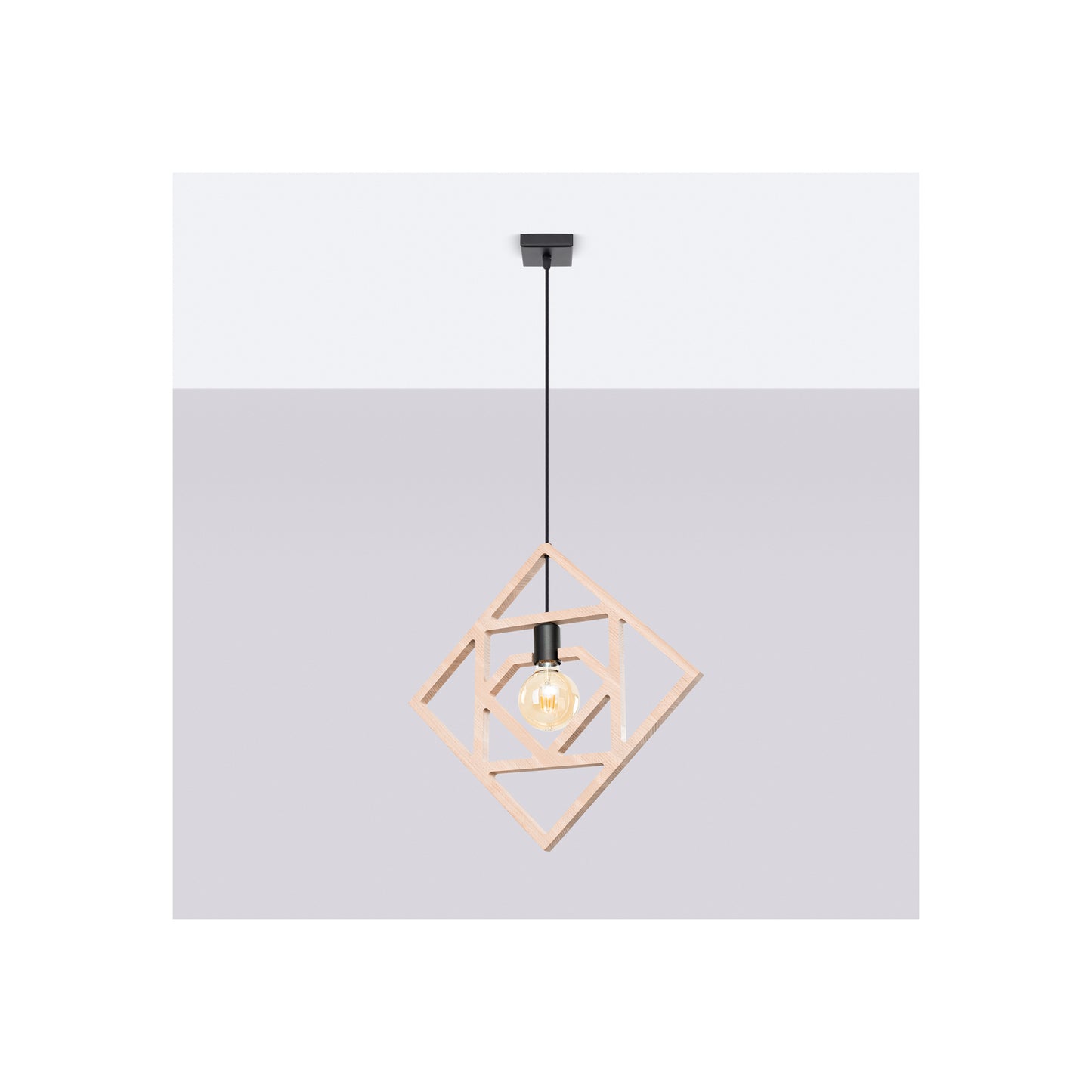 Caro Pendant in Natural Wood and Black