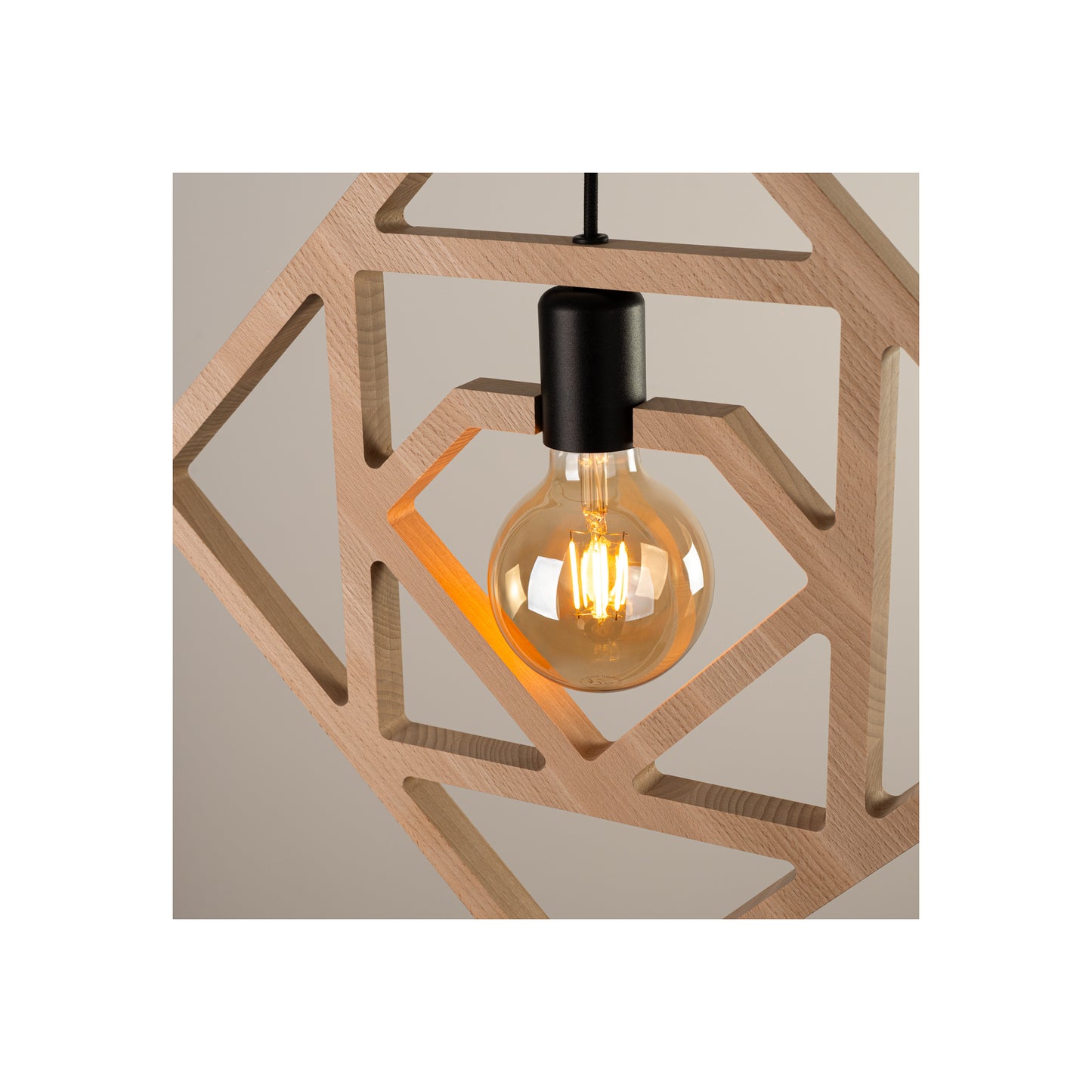 Caro Pendant in Natural Wood and Black