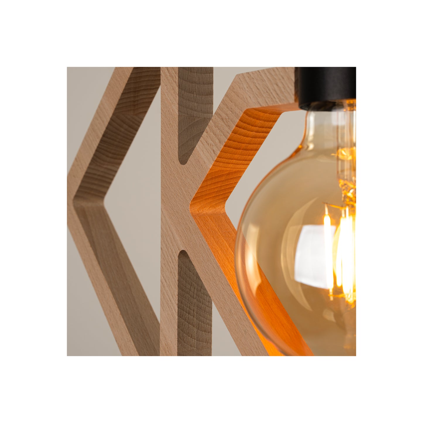 Caro Pendant in Natural Wood and Black