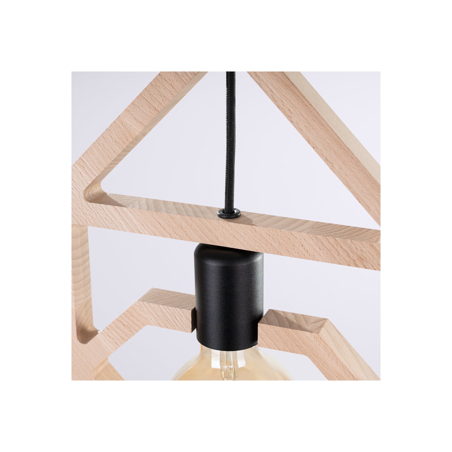 Caro Pendant in Natural Wood and Black