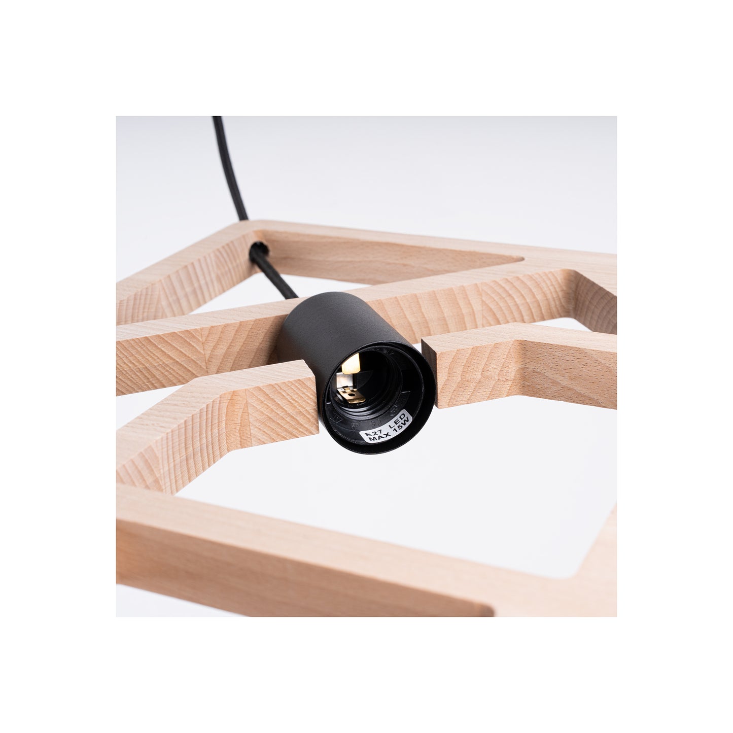 Caro Pendant in Natural Wood and Black