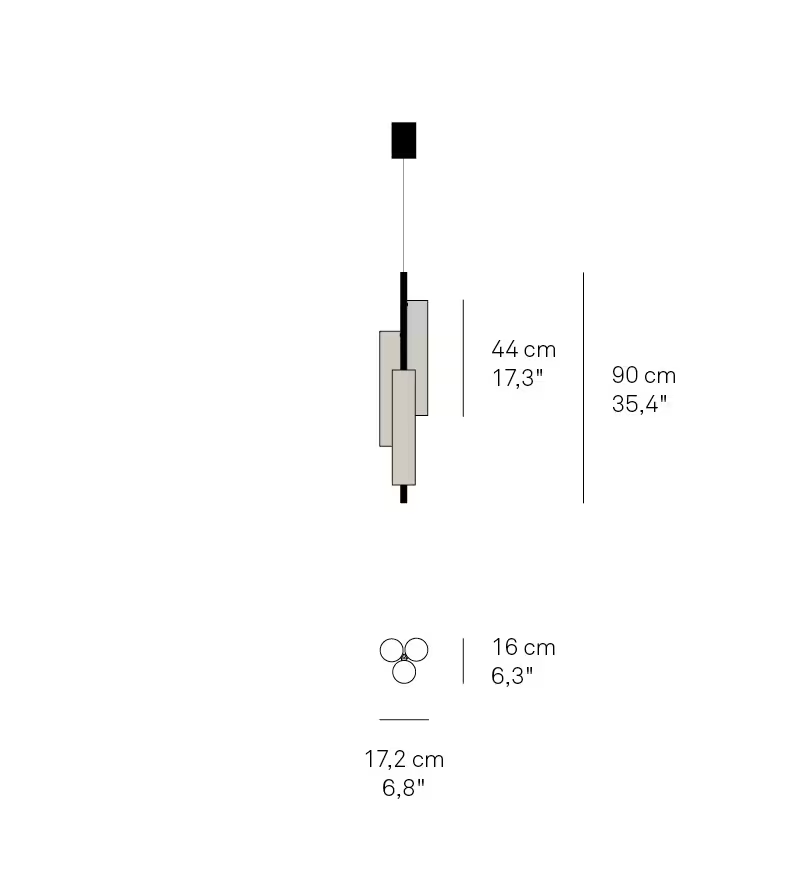 Black Note Triplet LED Pendant