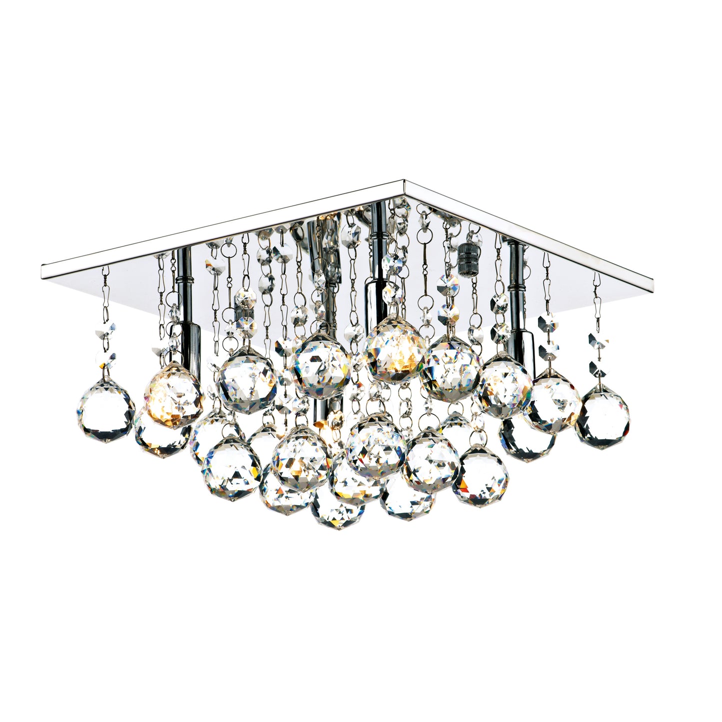 Abacus 4-Light Square Crystal Flush Mount