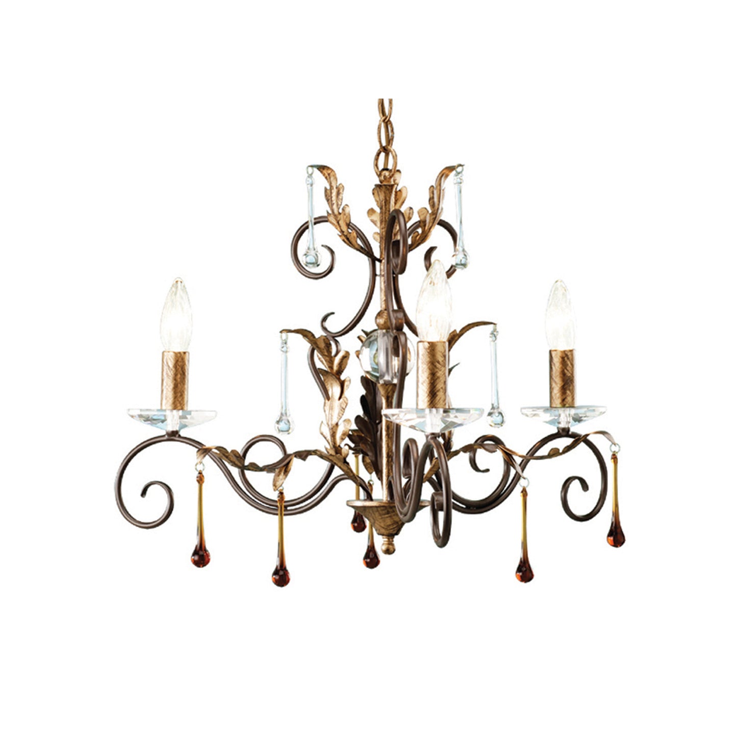 Amarilli 3-Light Chandelier with Clear Glass Drops