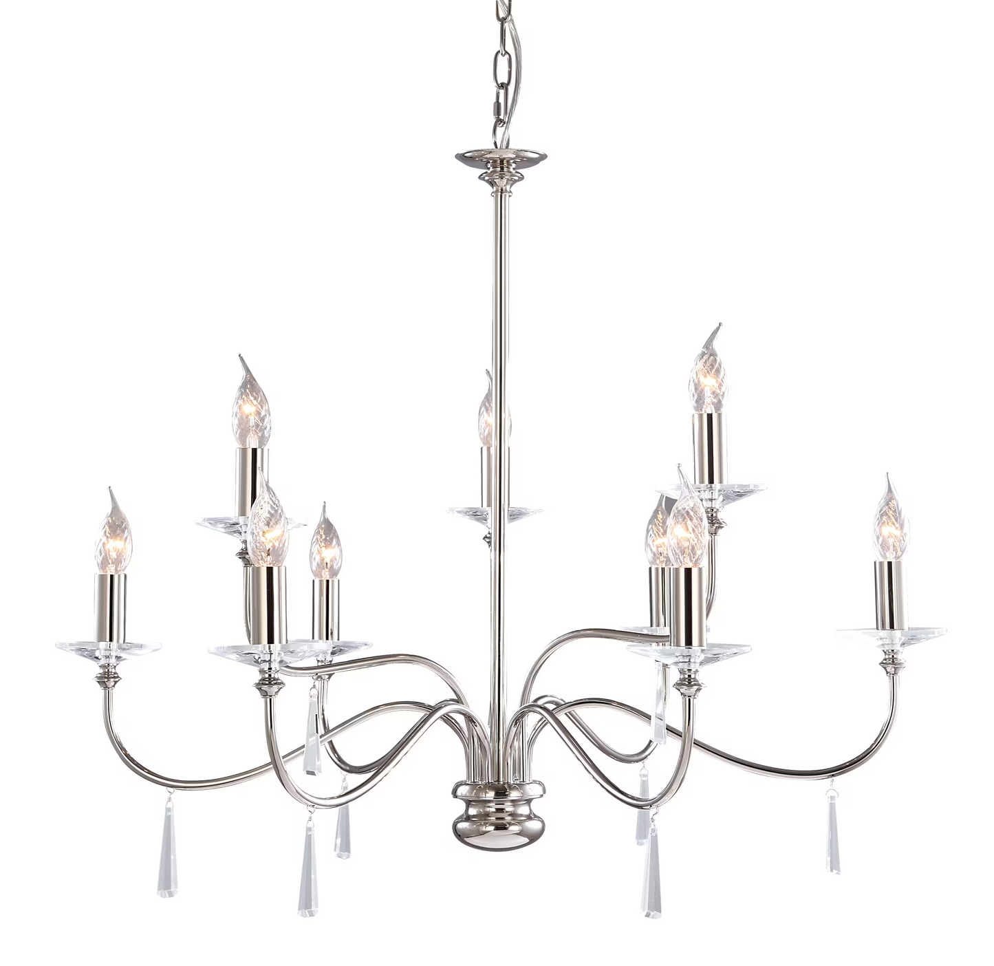 Finsbury Park 9-Light Chandelier Polished Nickel