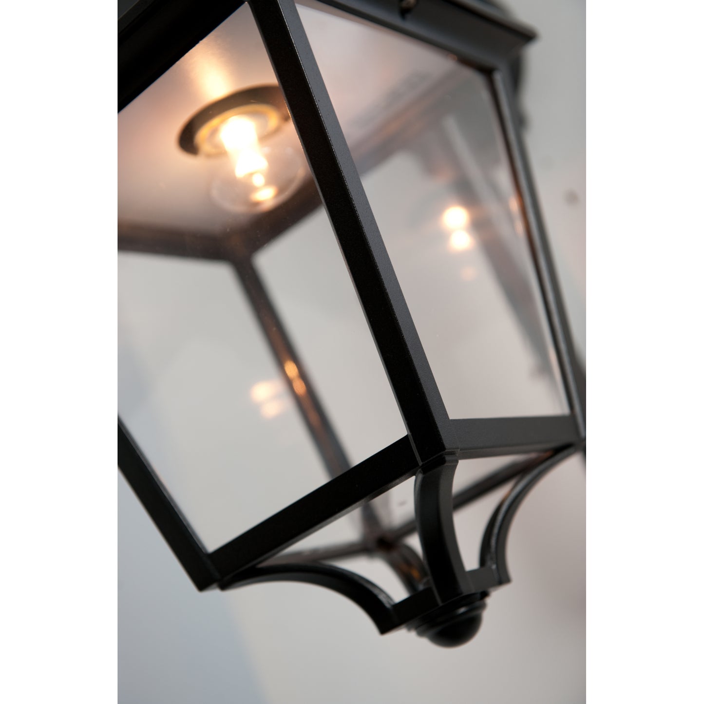 Place des Vosges 1 Evolution Model 5 Clear Glass Swan Neck E27 Wall Bracket with Four-Sided Lantern