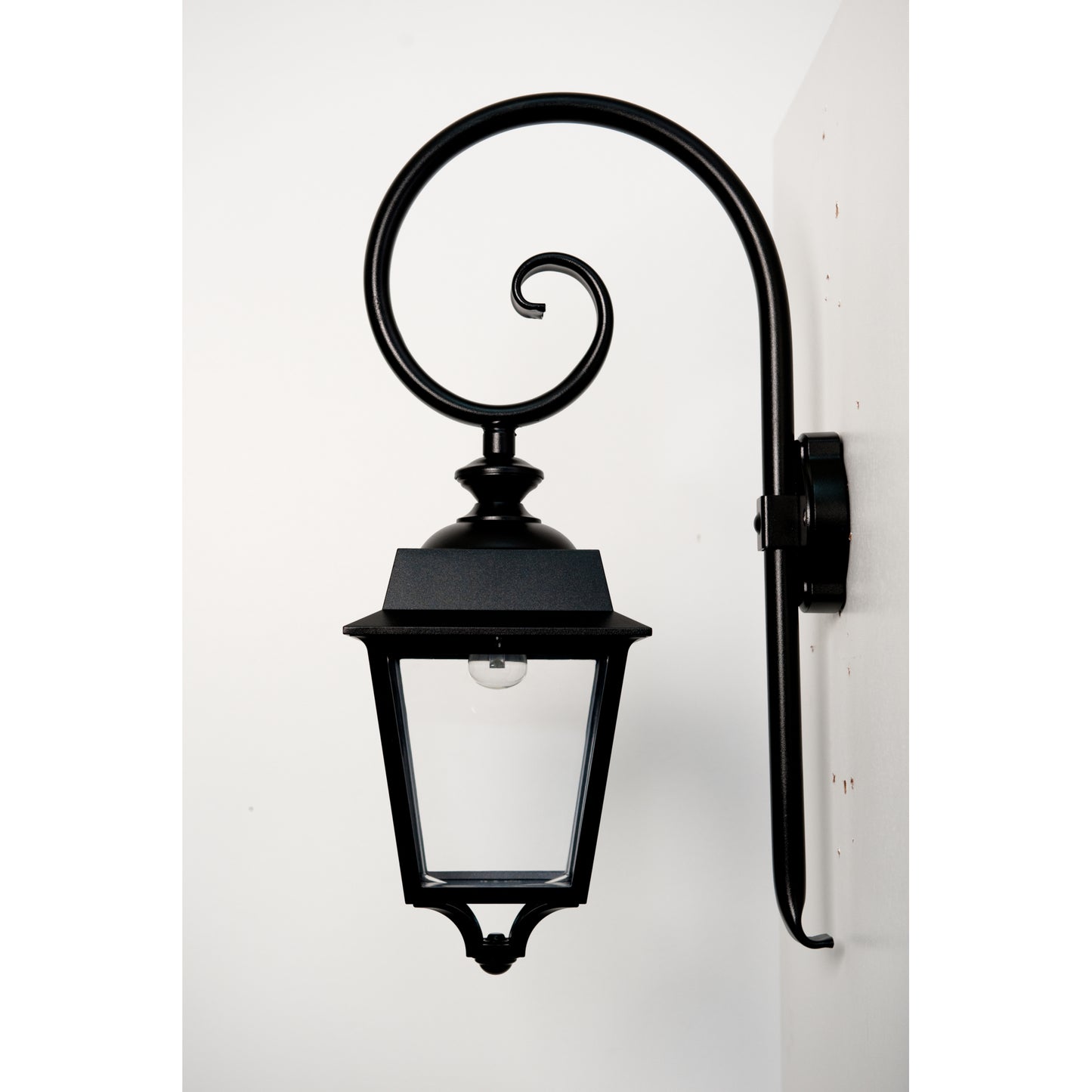 Place des Vosges 1 Evolution Model 5 Clear Glass Swan Neck E27 Wall Bracket with Four-Sided Lantern