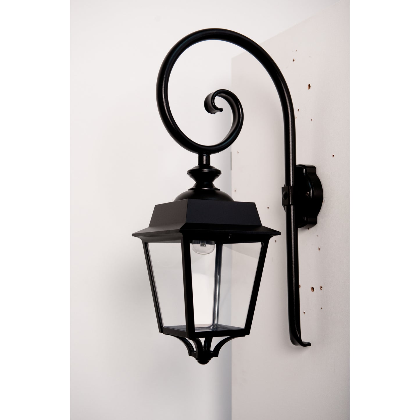 Place des Vosges 1 Evolution Model 5 Clear Glass Swan Neck E27 Wall Bracket with Four-Sided Lantern