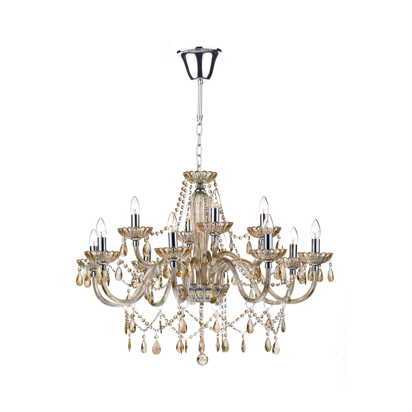 Raphael 12-Light Crystal Chandelier with Glass Draping Beads & Faceted Drops
