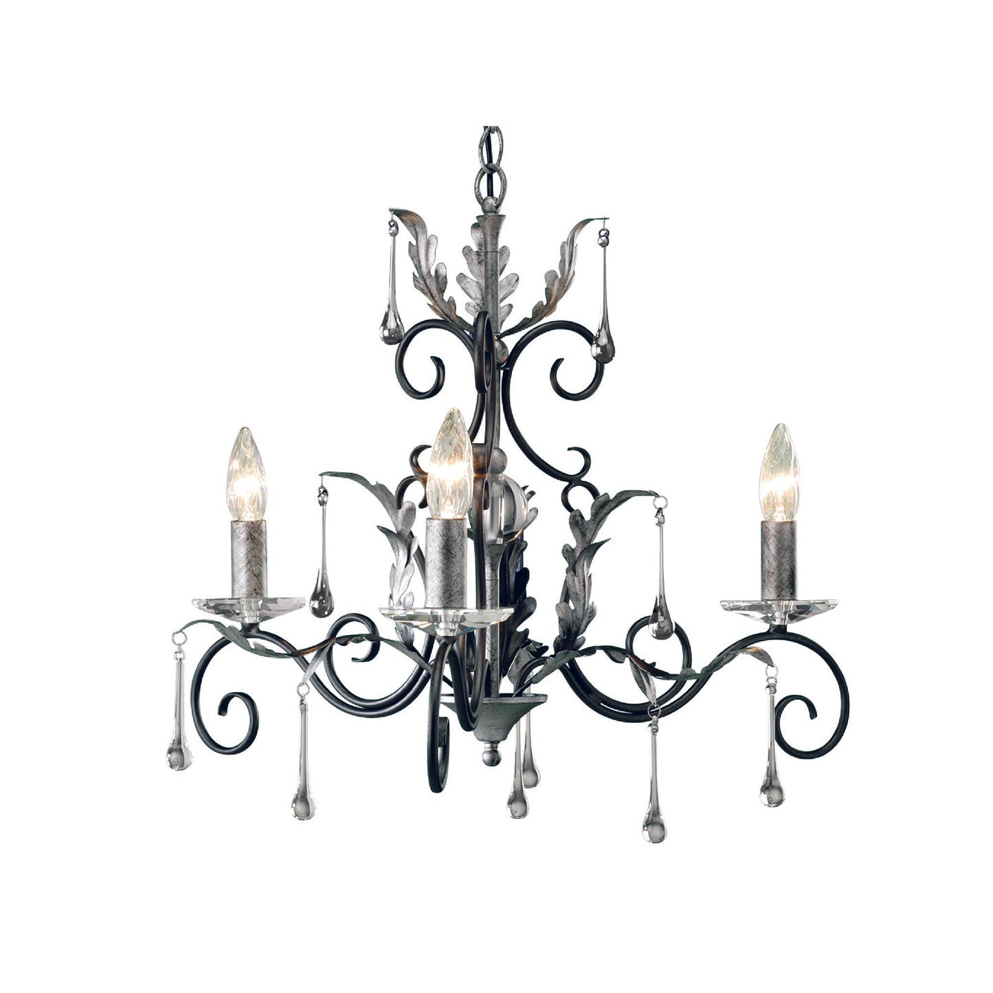 Amarilli 3-Light Chandelier with Clear Glass Drops