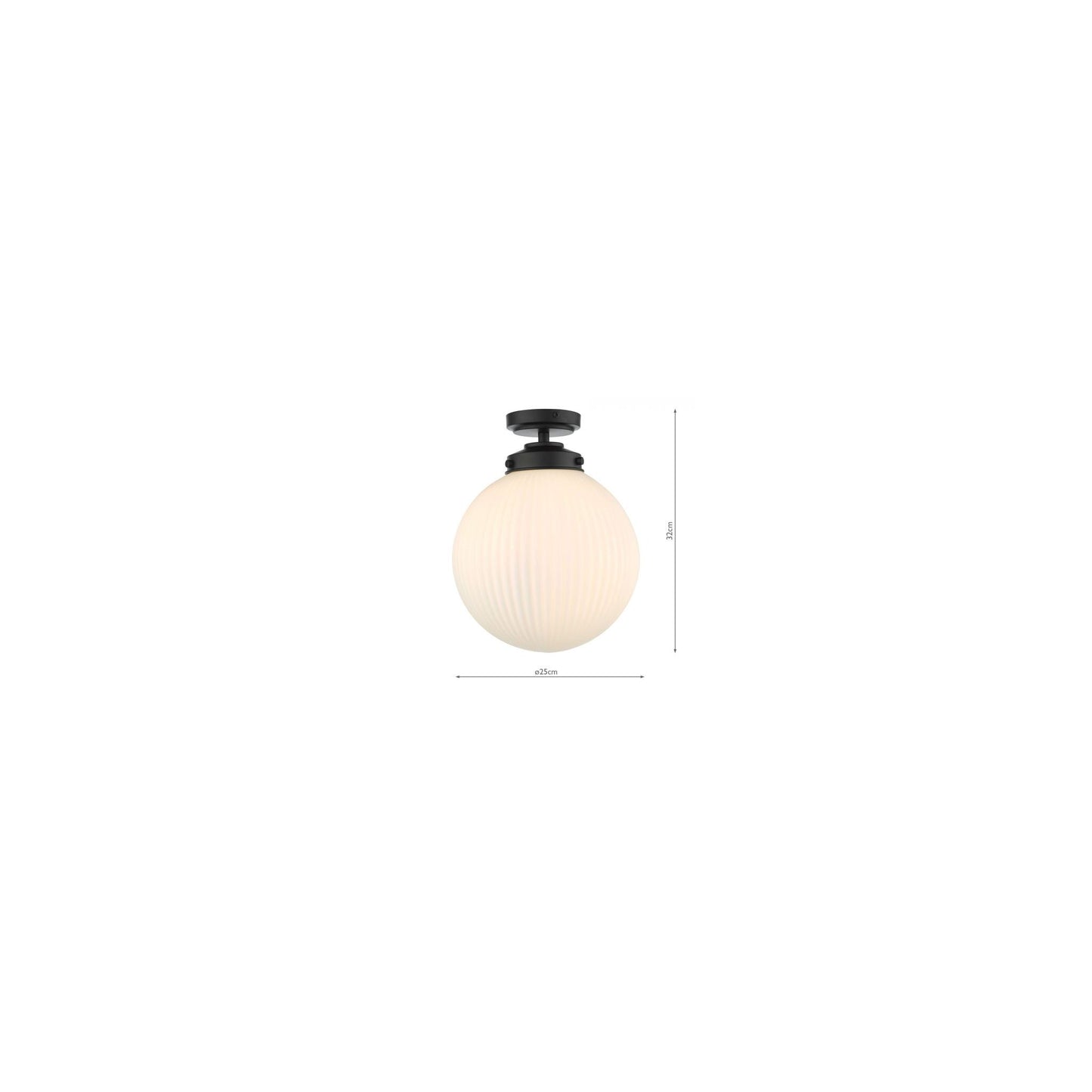 Alrik Bathroom Flush in Matt Black with Opal Glass