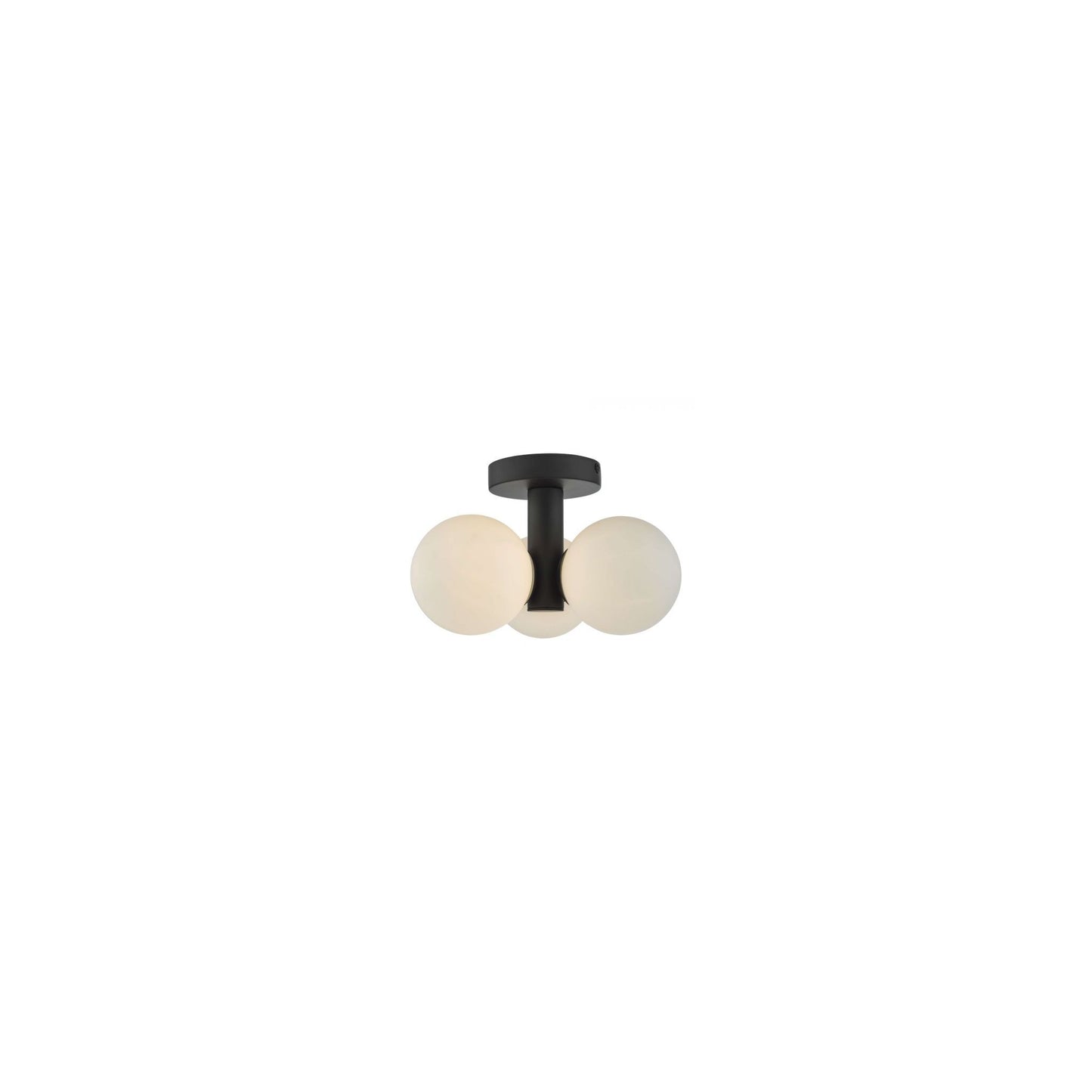 Blake 3-Light Bathroom Semi Flush in Matt Black with Opal Glass