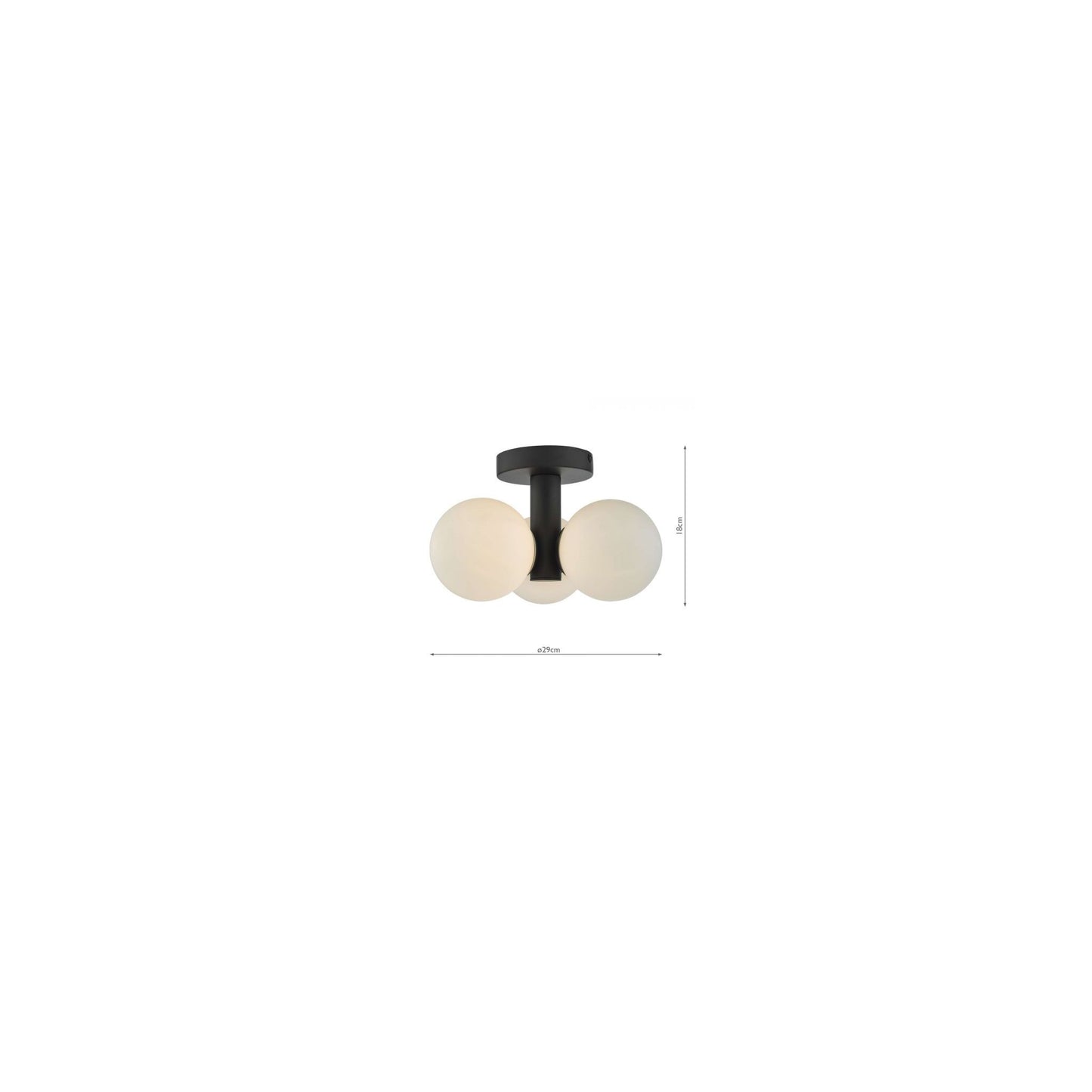 Blake 3-Light Bathroom Semi Flush in Matt Black with Opal Glass