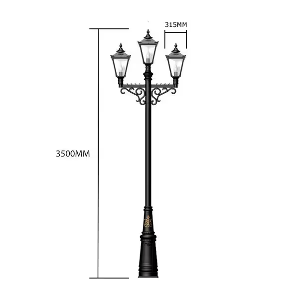 Victorian style large triple headed lamp post 3.5m