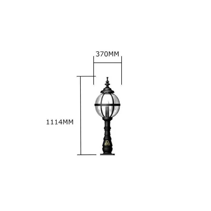 Victorian globe pedestal light in cast iron 1.1m