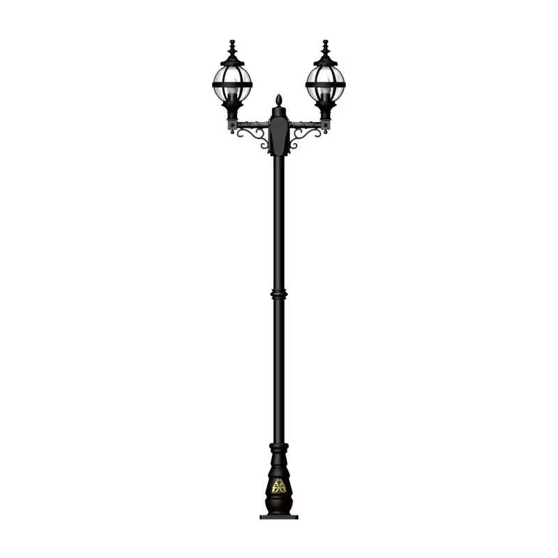Victorian Style Globe Lamp Post Double Headed In Cast Iron 2.47M