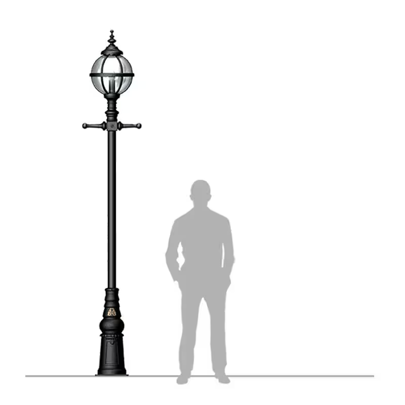 Victorian style globe lamp post in cast iron 3m