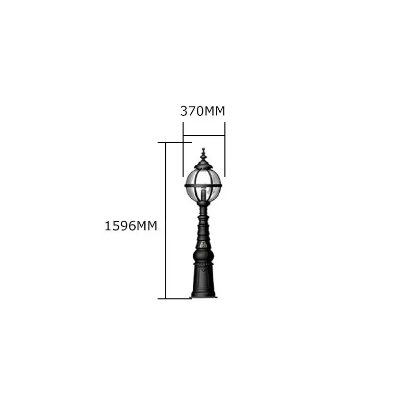 Victorian style globe pedestal light in cast iron 1.59m