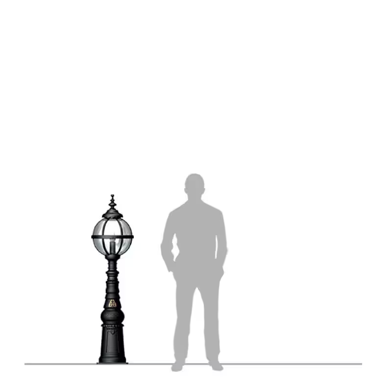 Victorian Style Globe Pedestal Light In Cast Iron 1.59M