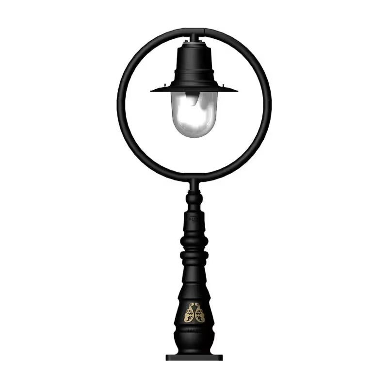 Classic Railway Style Pedestal Light In Cast Iron And Steel 1.21M