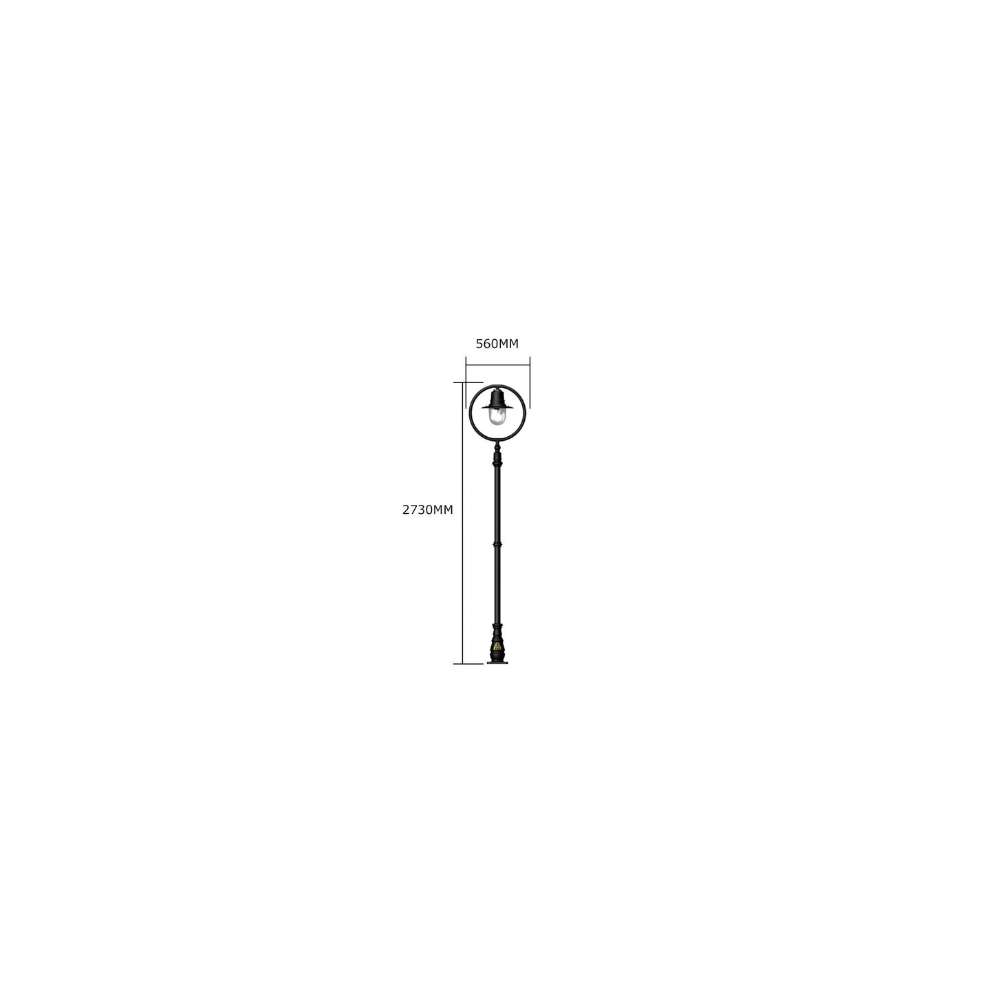 Classic railway style lamp post in cast iron and steel 2.73m