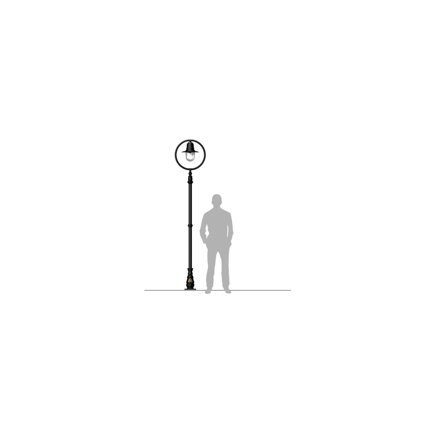 Classic railway style lamp post in cast iron and steel 2.73m