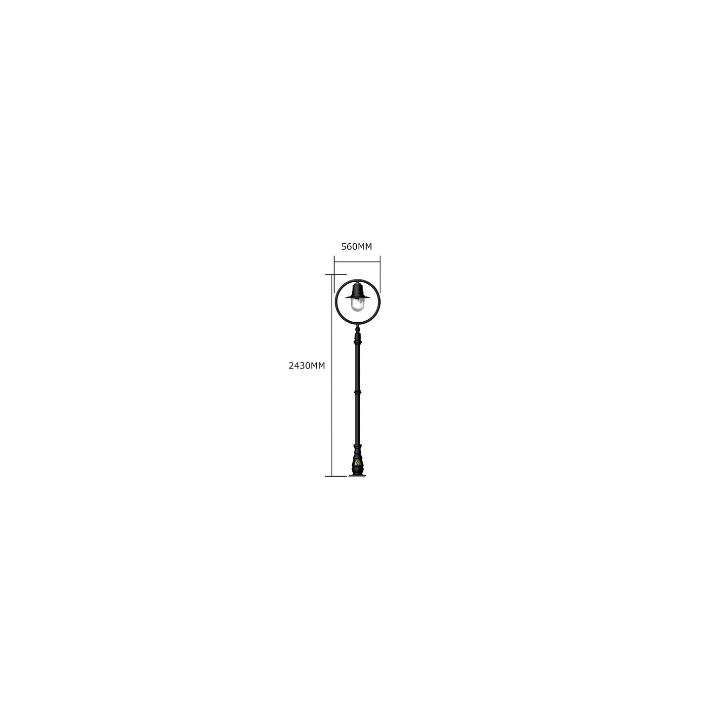 Classic railway style lamp post in cast iron and steel 2.43m