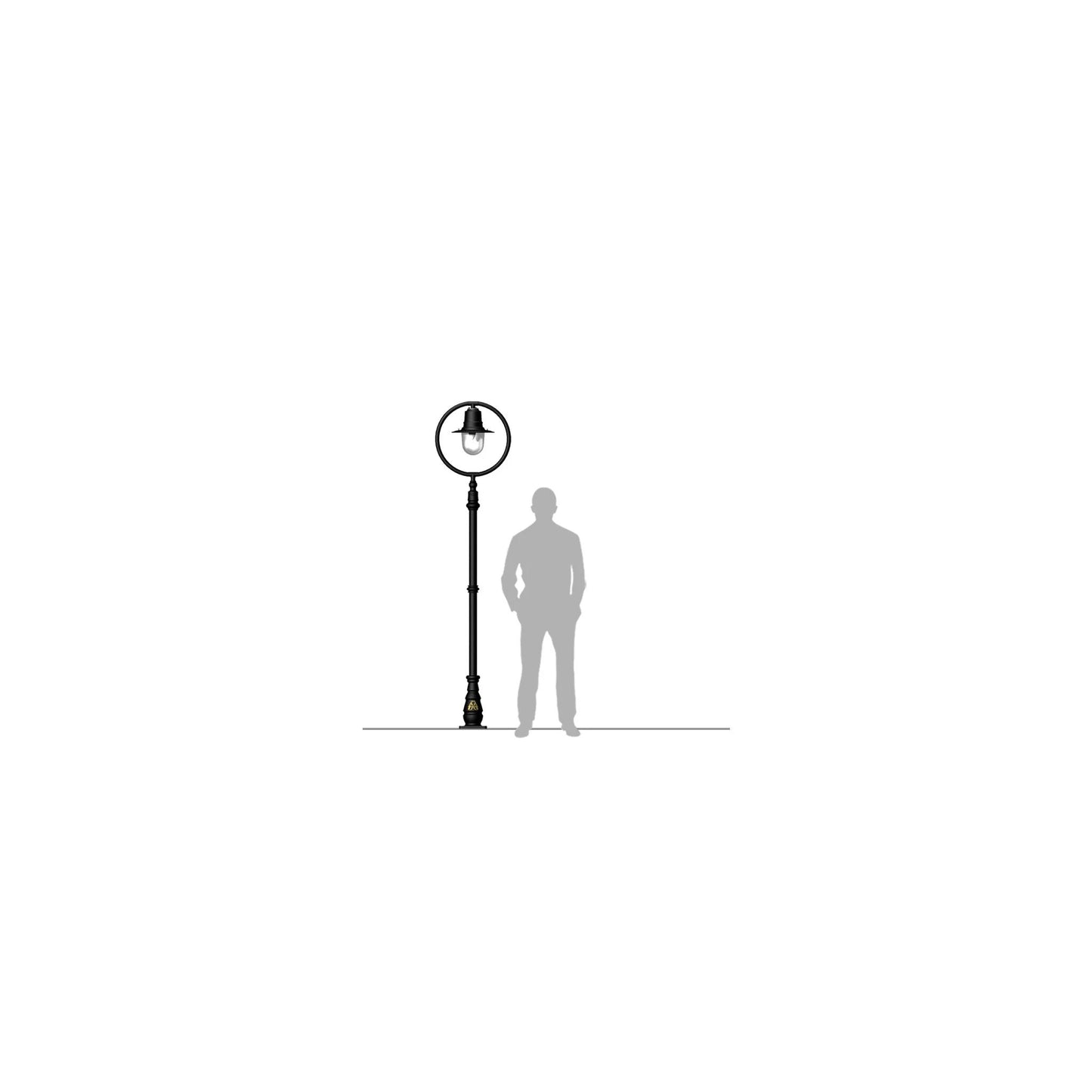 Classic railway style lamp post in cast iron and steel 2.43m