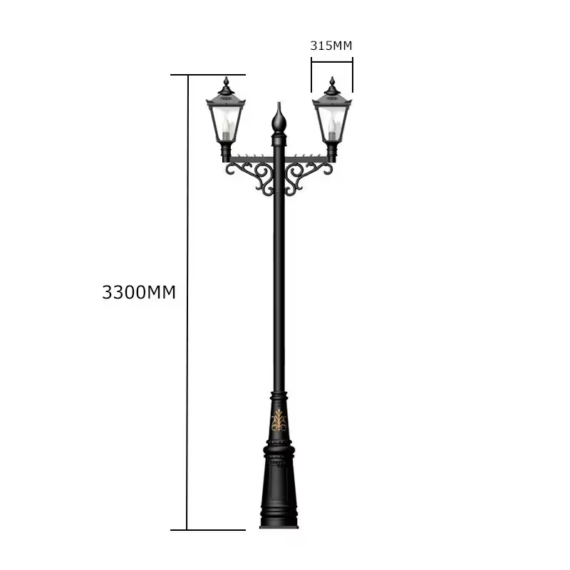 Victorian Style Large Double Headed Lamp Post 3.3M