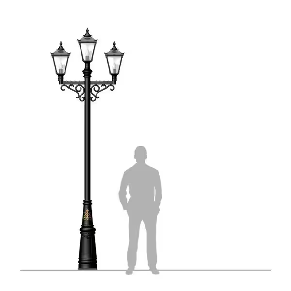 Victorian Style Large Triple Headed Lamp Post 3.5M