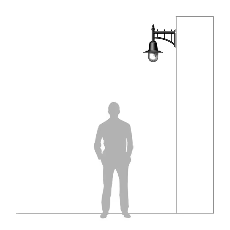 Classic Railway Style Wall Light In Cast Iron And Steel 0.62M