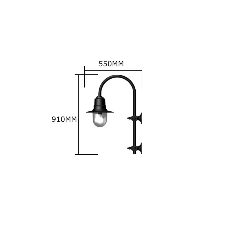 Vintage Tear Drop Wall Light In Galvanised Steel 0.91M