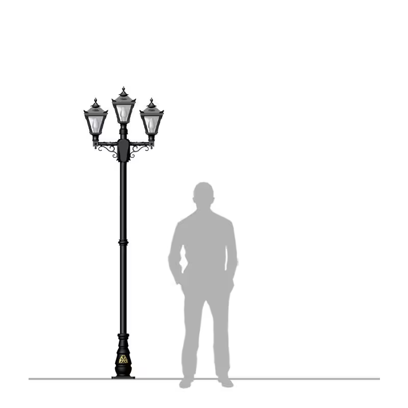 Victorian style medium triple headed lamp post 2.6m