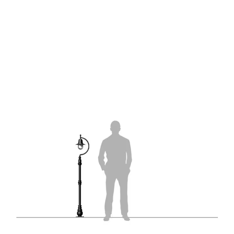 Vintage Tear Drop Lamp Post In Cast Iron And Steel 1.5M