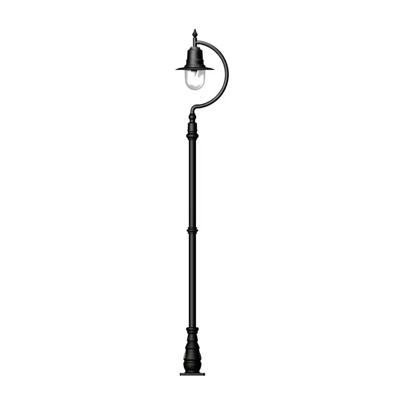 Vintage Tear Drop Lamp Post In Cast Iron And Steel 2.8M