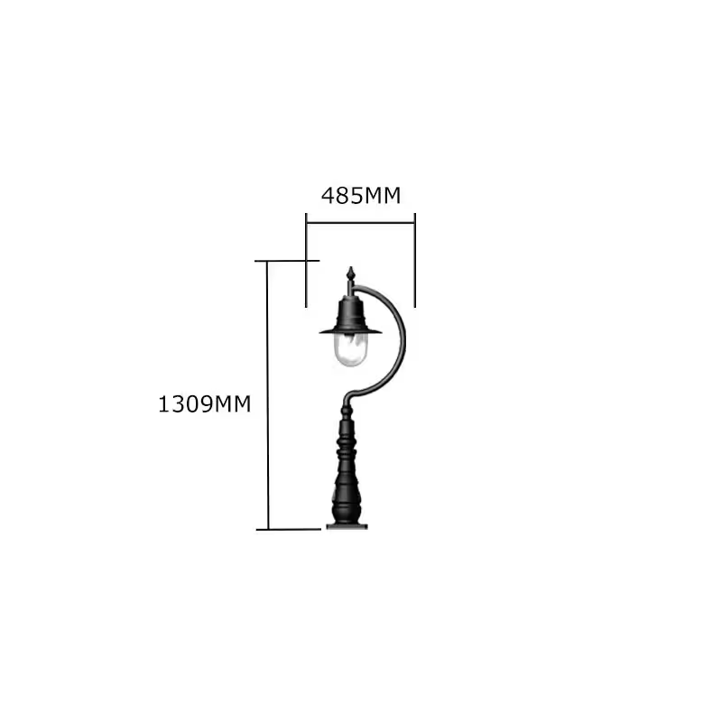 Vintage Tear Drop Pedestal Light In Cast Iron And Steel 1.3M