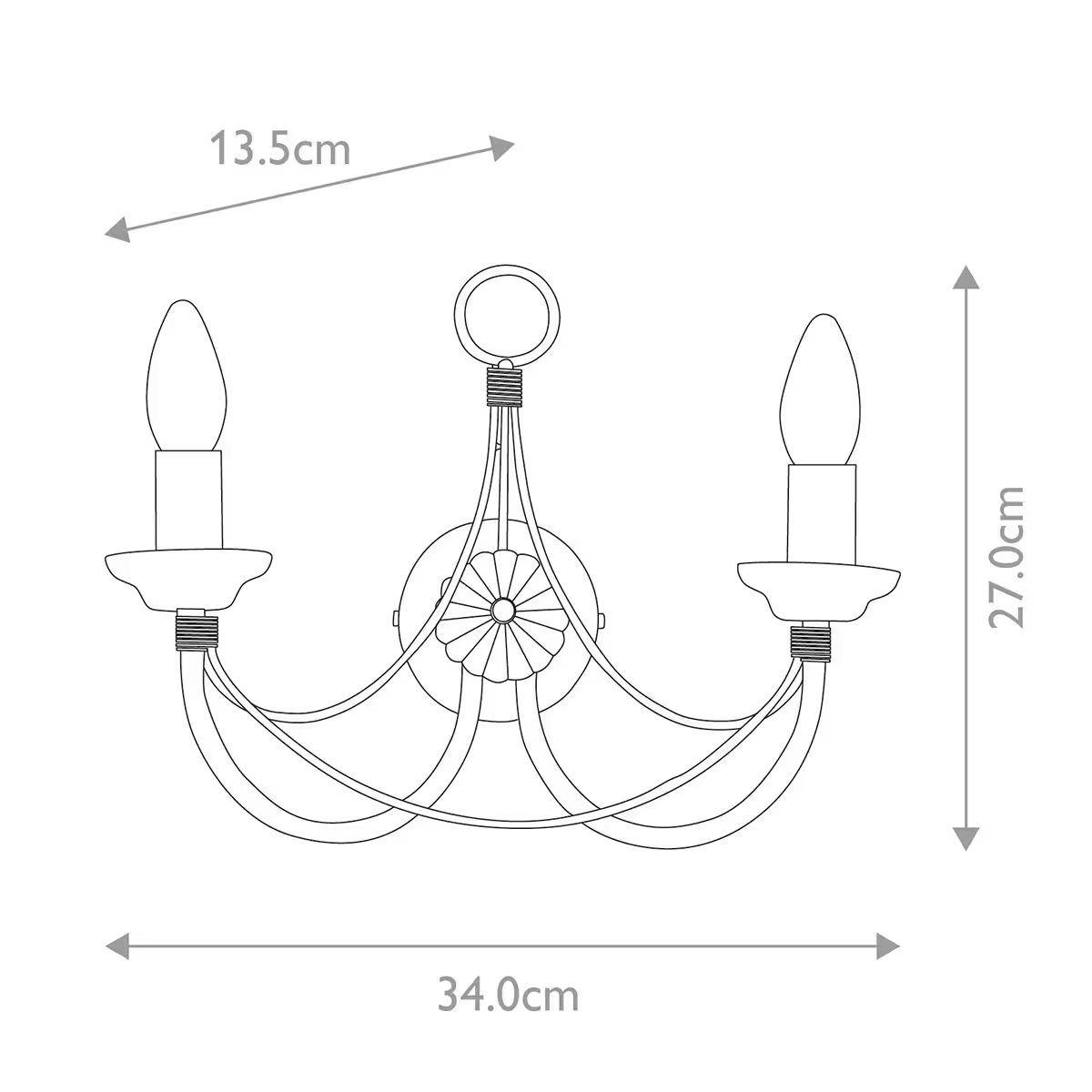 Carisbrooke 2-Light Wall Light in Black
