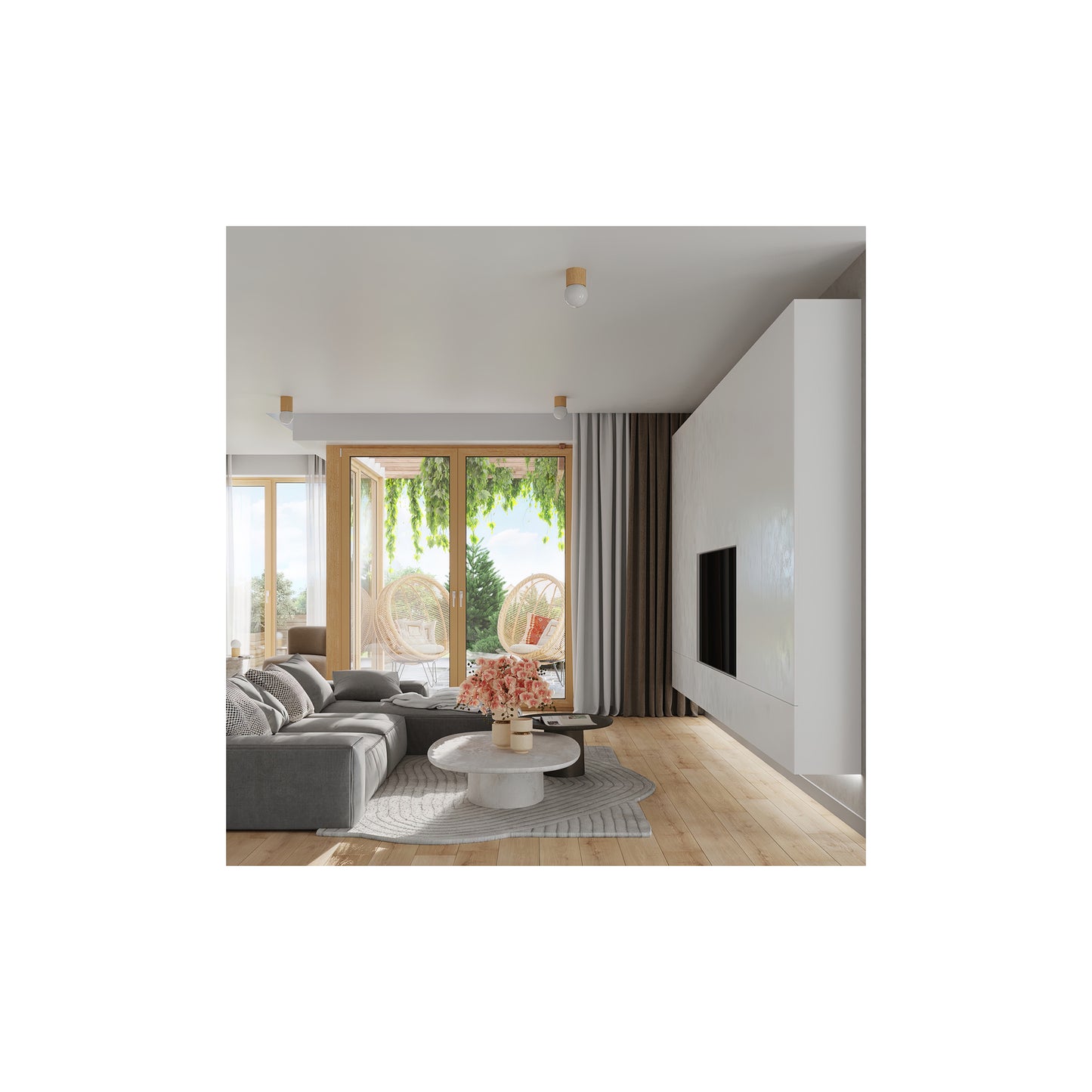 Boomo 8 Ceiling Light in Natural Wood