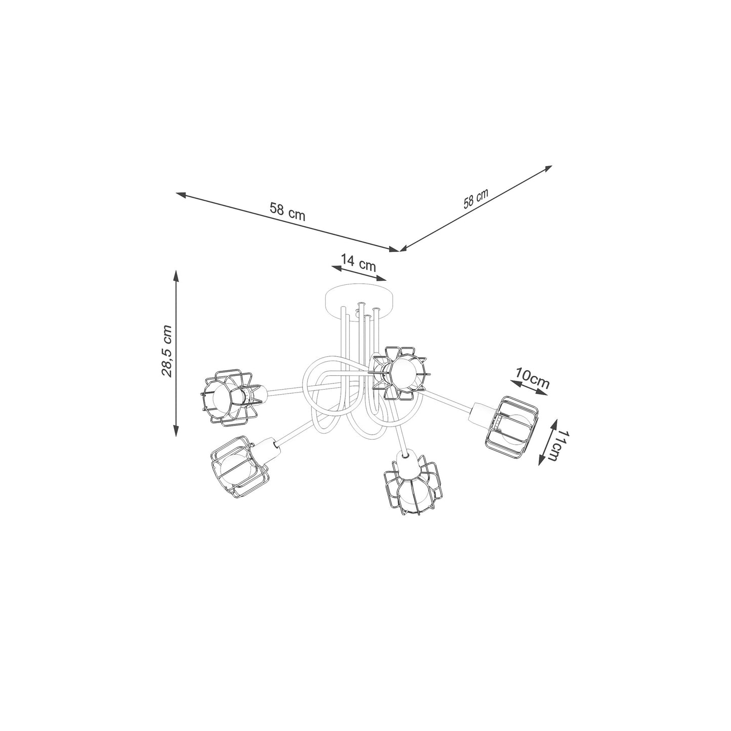 Beluci 5S Chandelier in Black