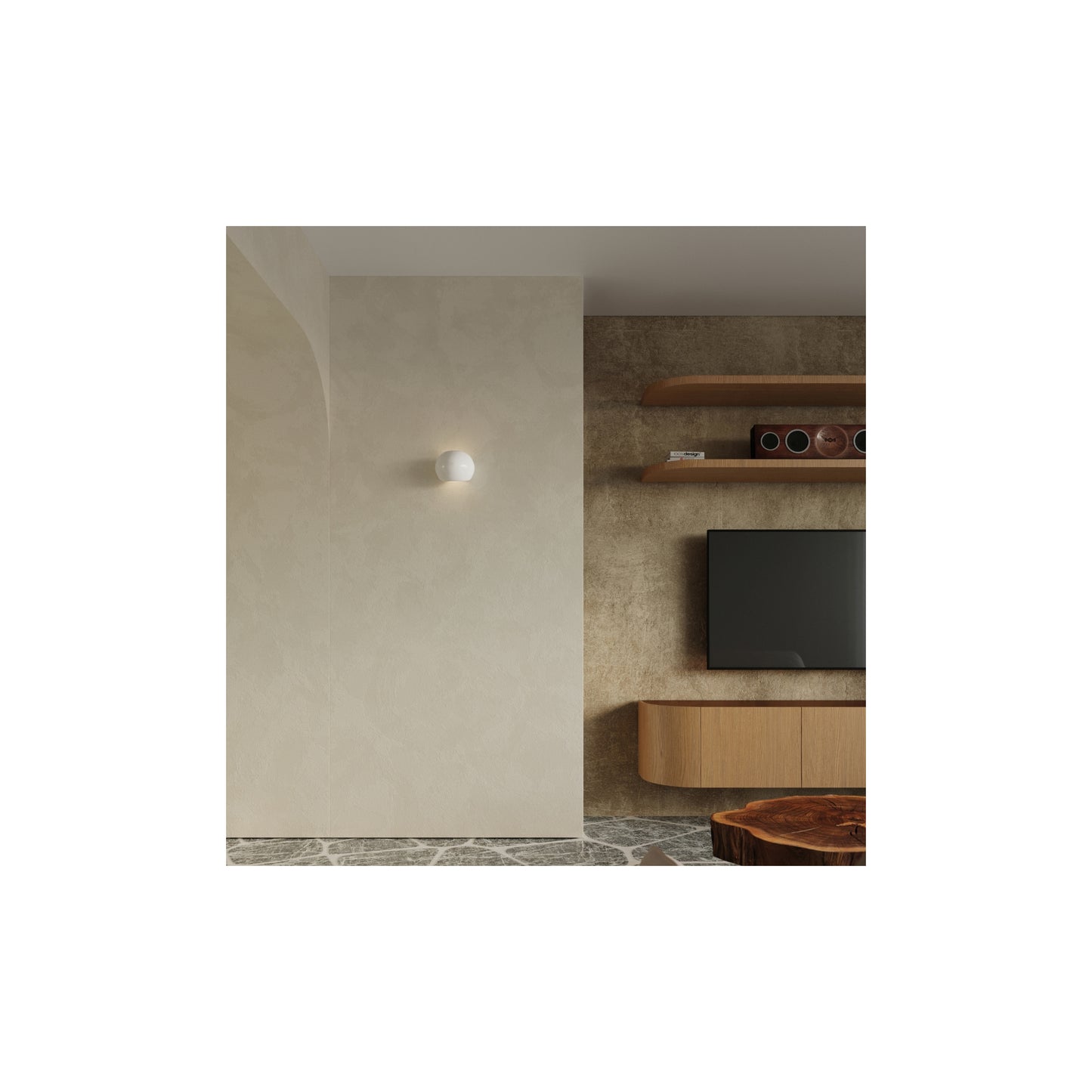 Globe Varnished Wall Light in White Gloss
