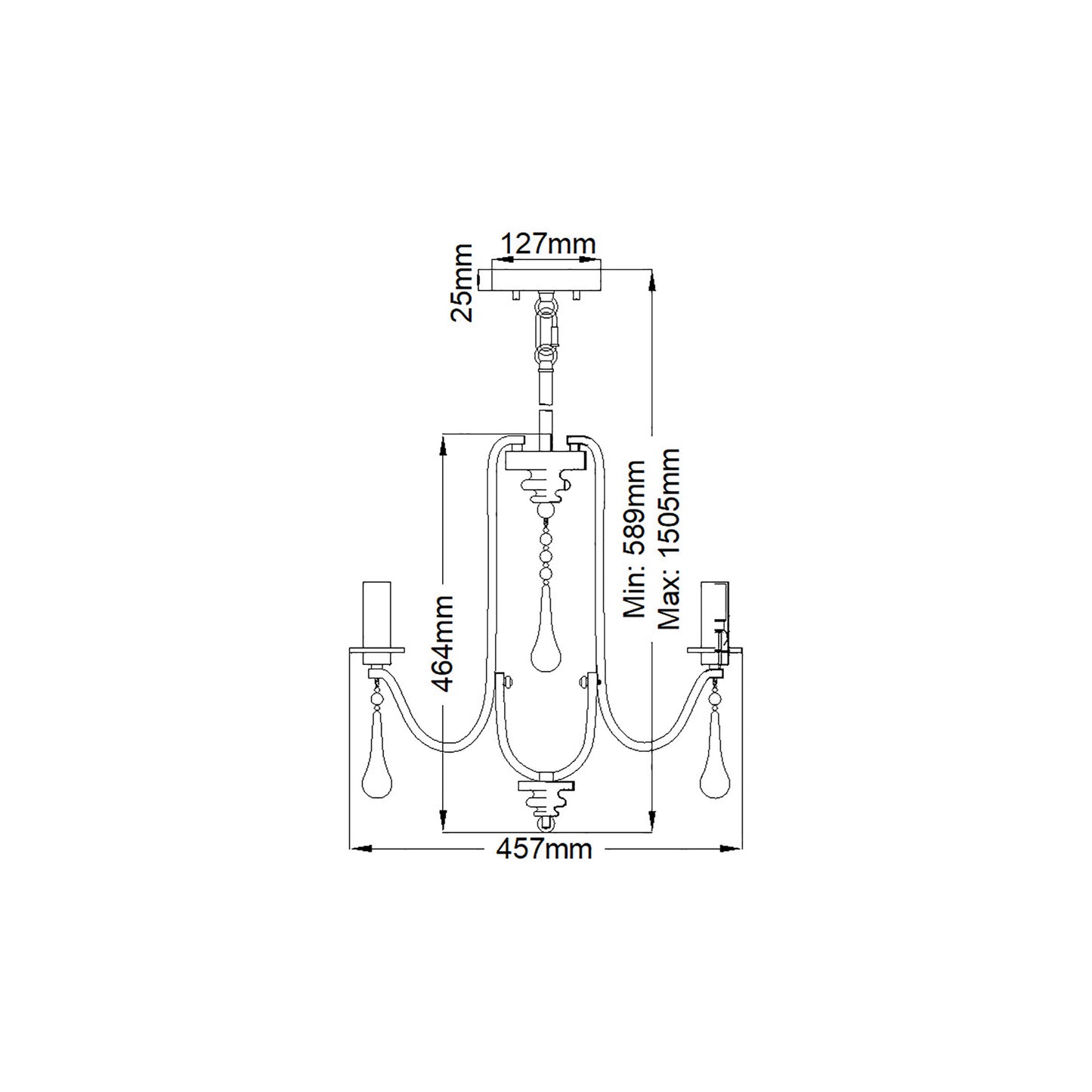 Karlee 3-Light Chandelier in Classic Pewter