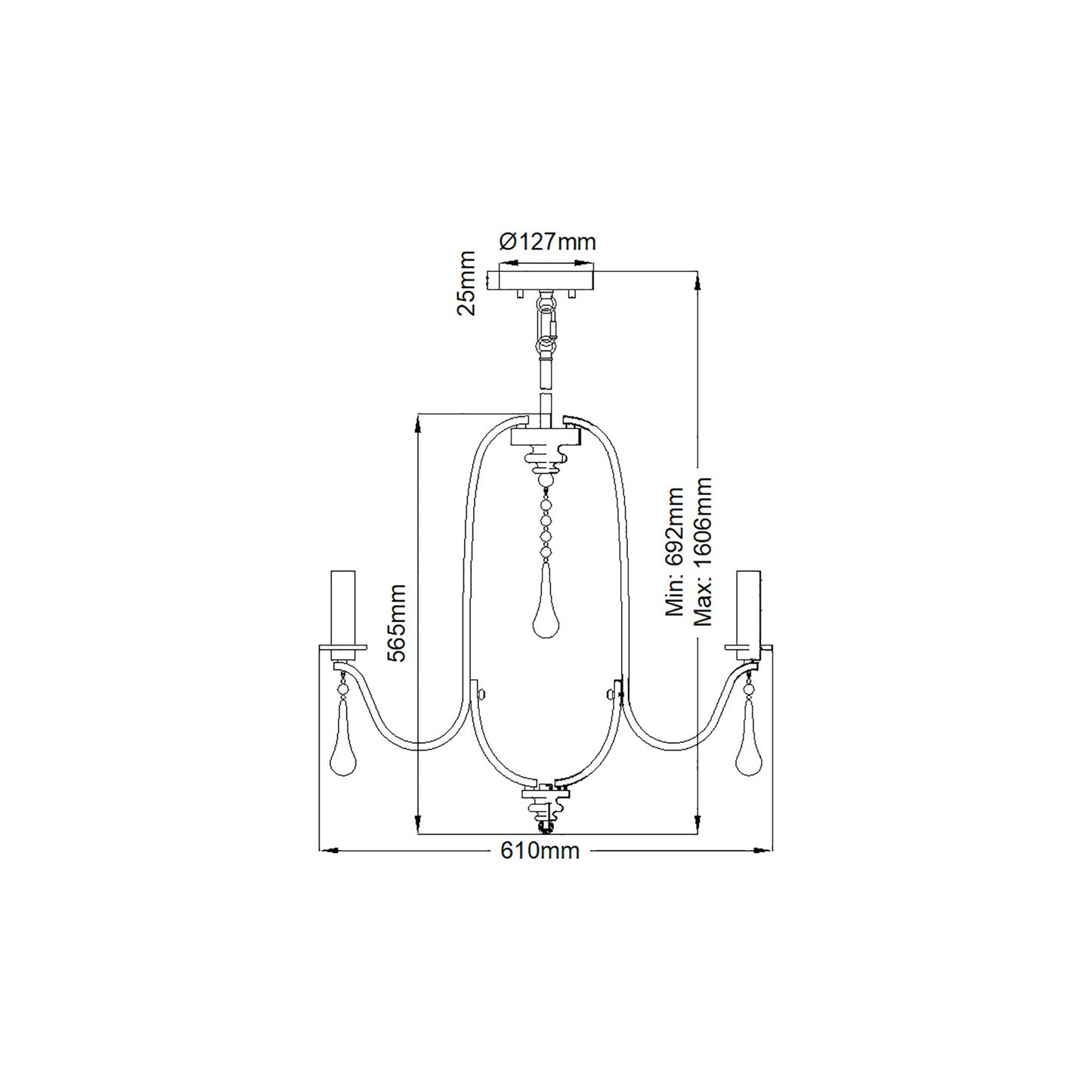 Karlee 5-Light Chandelier in Classic Pewter