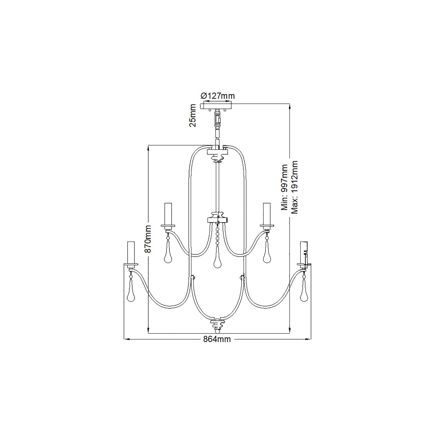 Karlee 9-Light Chandelier in Classic Pewter