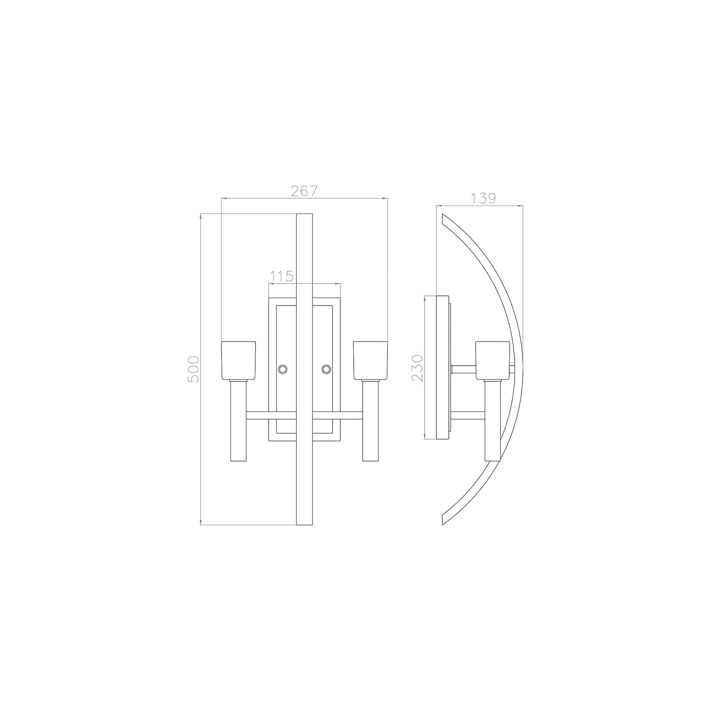 Mondo 2-Light Wall Light in Polished Chrome