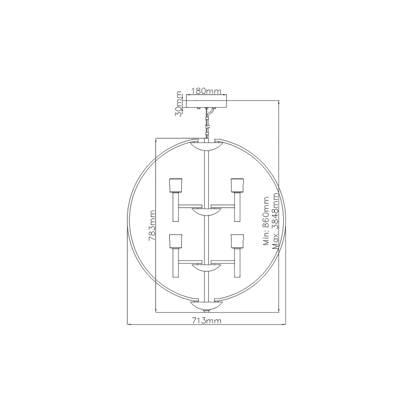 Mondo 8-Light Pendant Chandelier in Polished Chrome