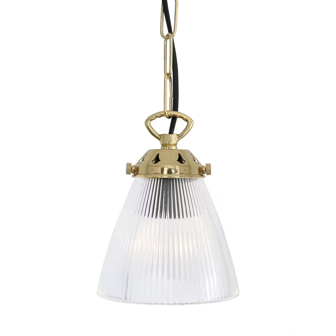 Gadar Small Holophane Glass Pendant Light 12cm