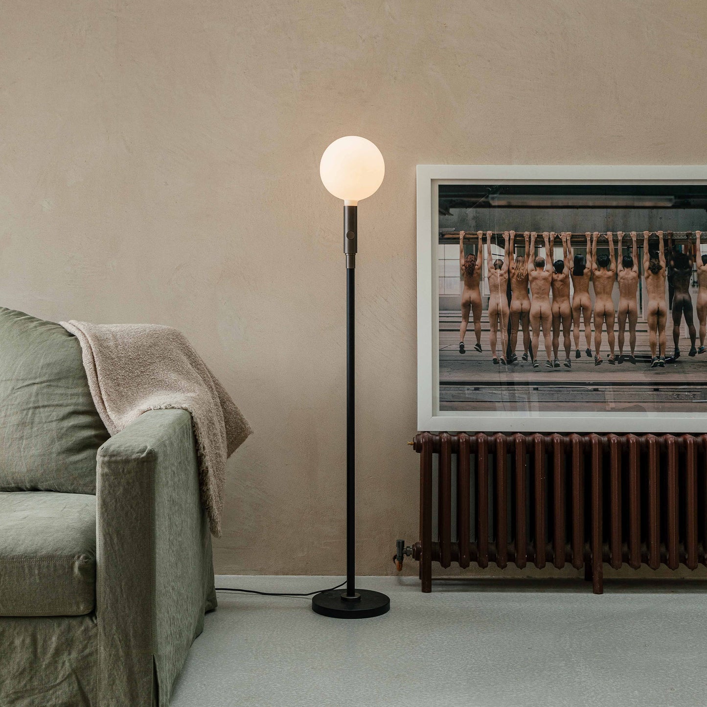 Poise Adjustable Floor Lamp with Sphere V LED bulb