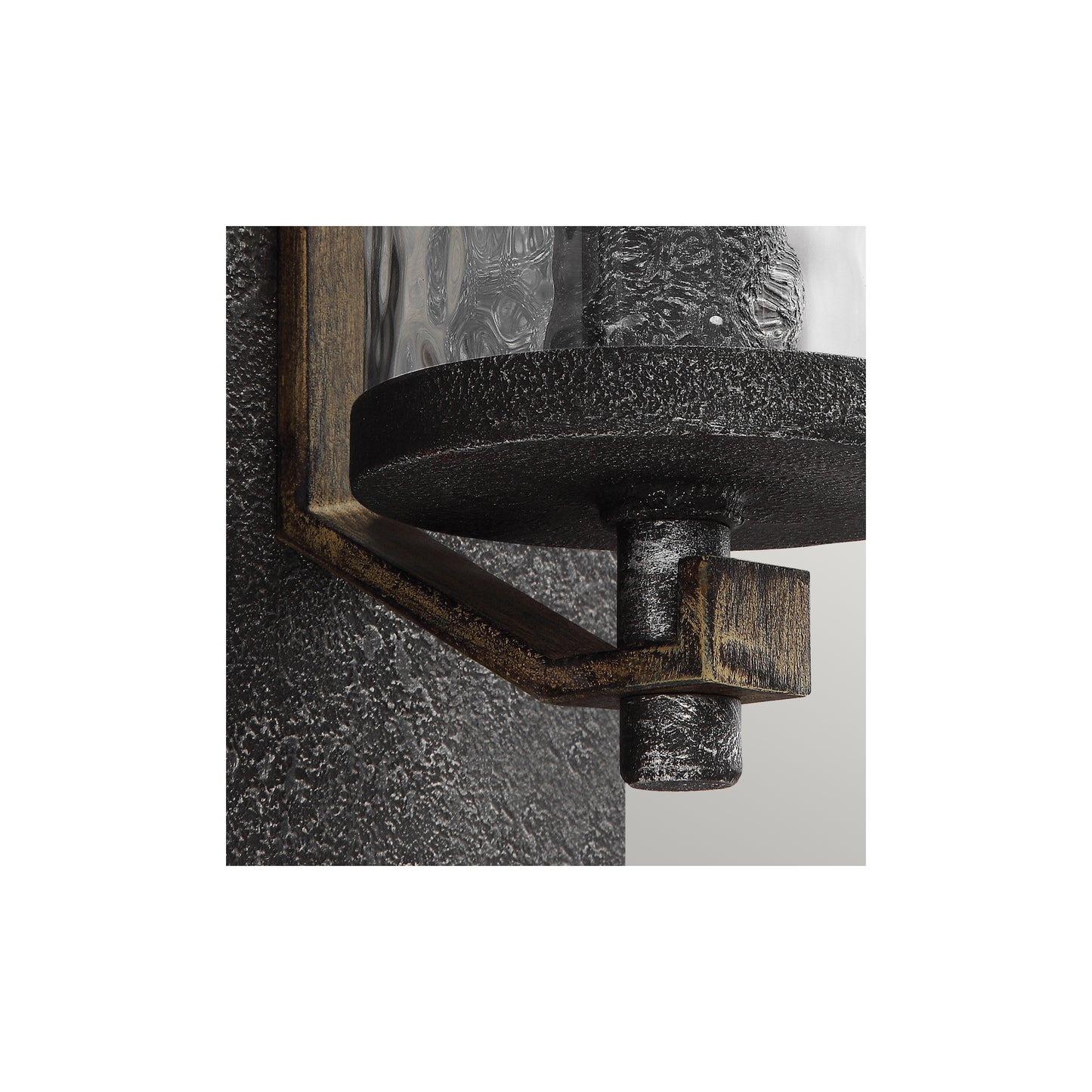 Angelo 1-Light Wall Light in Distressed Weathered Oak & Slate Grey Metal
