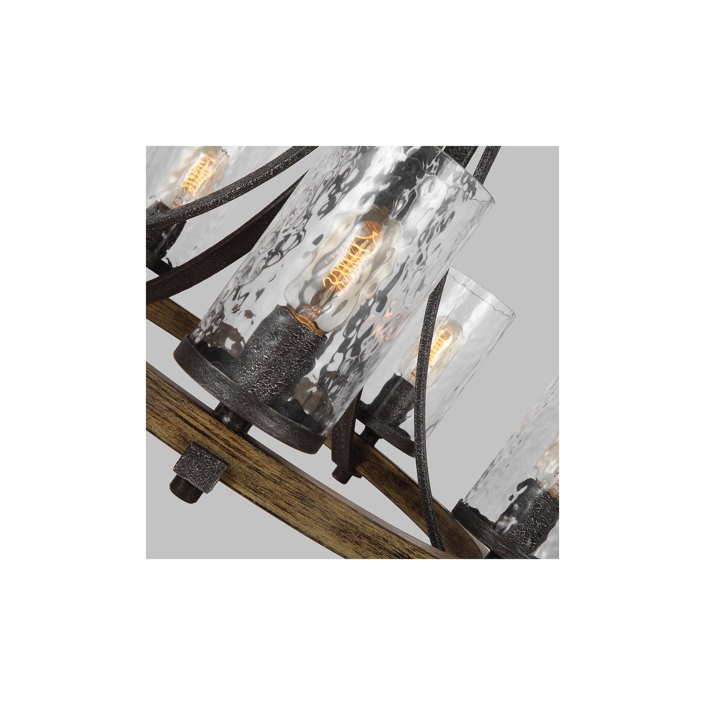Angelo 5-Light Chandelier in Distressed Weathered Oak & Slate Grey Metal